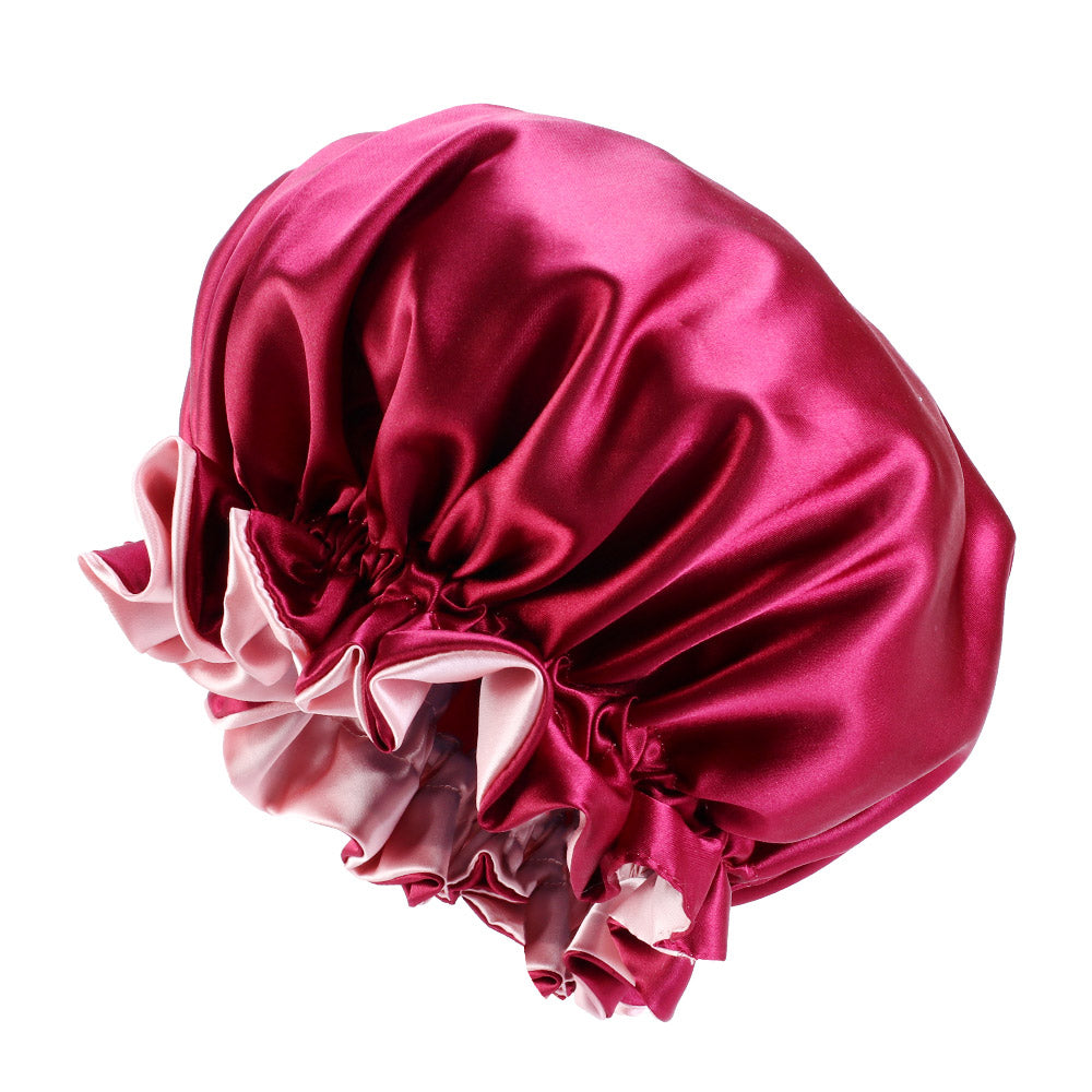 10 pieces - Red Satin Hair Bonnet with edge ( Reversable Satin Night sleep cap )