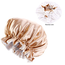 Load image into Gallery viewer, 10 pieces - Kaki Satin Hair Bonnet with edge ( Reversable Satin Night sleep cap )
