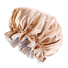 Load image into Gallery viewer, 10 pieces - Kaki Satin Hair Bonnet with edge ( Reversable Satin Night sleep cap )
