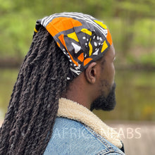 Charger l&#39;image dans la galerie, Bandeau imprimé africain - Adultes unisexes - Accessoires capillaires - Bogolan orange
