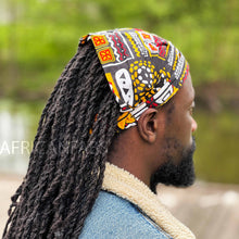 Load image into Gallery viewer, African print Headband - Unisex Adults - Hair Accessories - Yellow / red bogolan
