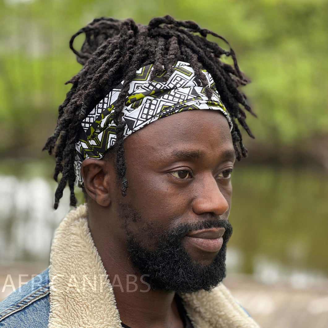 Afrikaanse print Haarband - unisex volwassenen - haaraccessoires - wit/groen