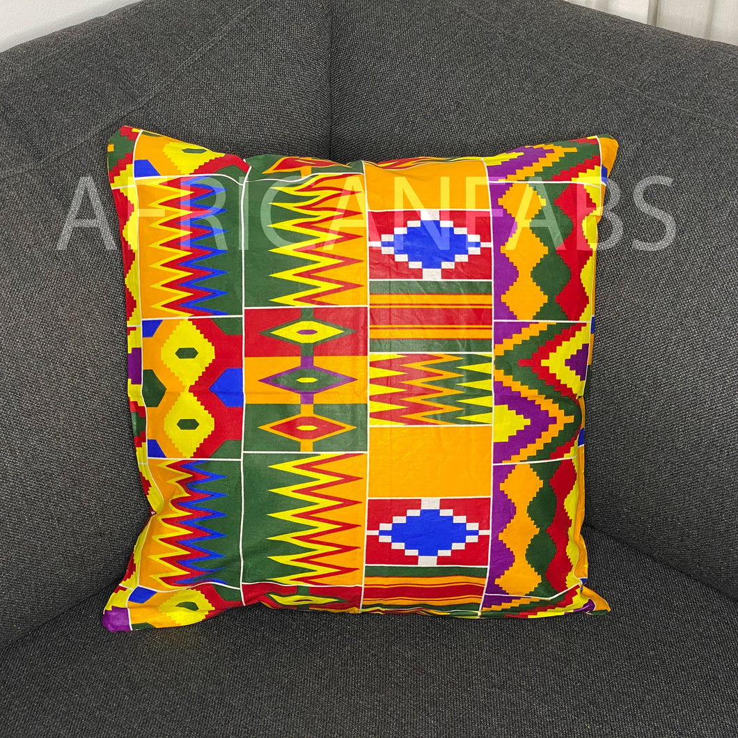 Housse de coussin africaine | Kente multicolore - Coussin décoratif 45x45cm - 100% Coton
