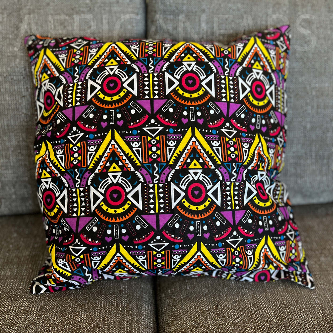 Housse de coussin africaine | Tribal multicolore - Coussin décoratif 45x45cm - 100% Coton