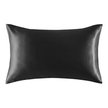 Charger l&#39;image dans la galerie, Taie d&#39;oreiller en satin noir 60 x 70 cm taille d&#39;oreiller standard - Taie d&#39;oreiller en satin soyeux
