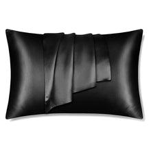 Afbeelding in Gallery-weergave laden, Satijnen kussensloop zwart 60 x 70 cm standaard kussenmaat - Zijdezachte satijnen kussensloop
