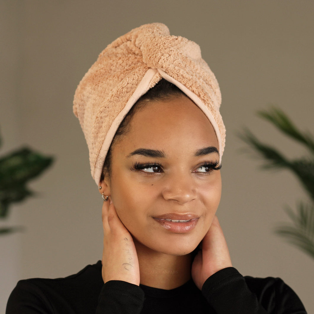 Microvezel haarhanddoek - hoofddoek voor steil en krullend haar - Misty Rose