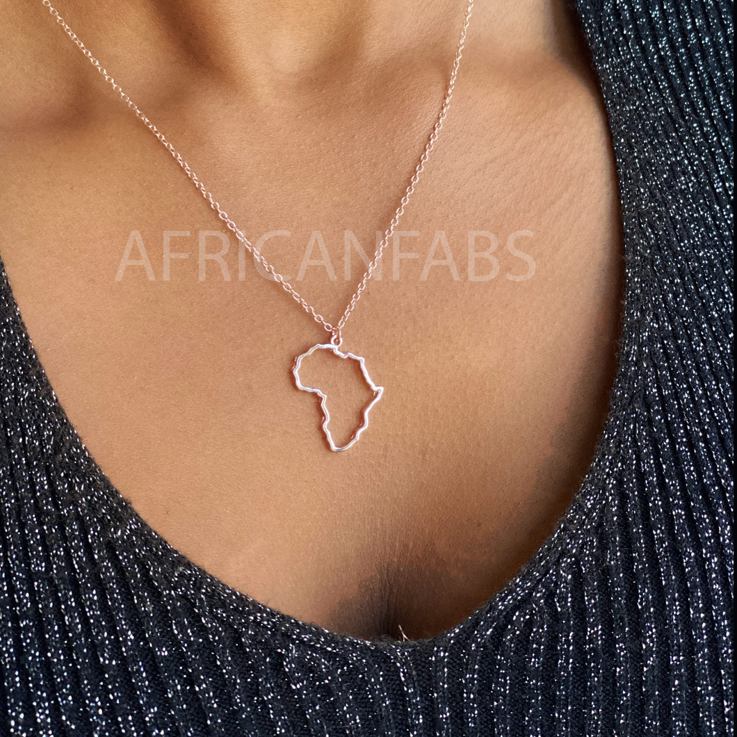 5 PIÈCES - Collier / Pendentif - Continent Africain - Or Rose