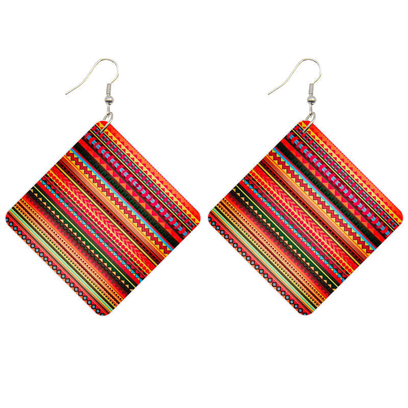 Multicolor Striped Square African print Earrings