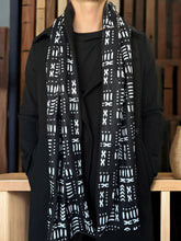 Load image into Gallery viewer, African print Winter scarf for Men - Black mud cloth / bogolan
