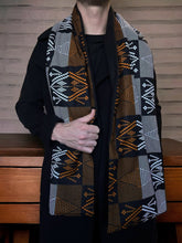 Load image into Gallery viewer, African print Winter scarf for Men - Orange tribal patterns
