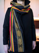 Load image into Gallery viewer, African print Winter scarf for Men - Black Pan African Kente
