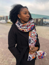 Load image into Gallery viewer, African print Winter scarf for Adults Unisex - Kente mud / white

