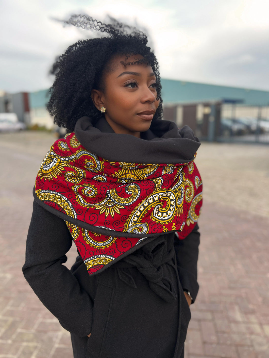 Foulard d'hiver imprimé africain pour adultes unisexe - Rouge royal