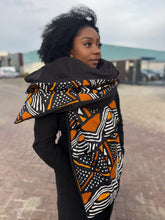 Afbeelding in Gallery-weergave laden, African print Winter scarf for Adults Unisex - Brown Orange Bogolan
