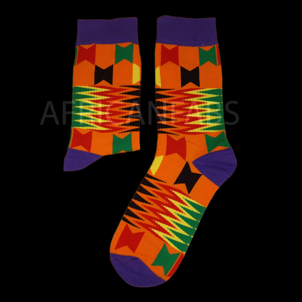 10 pairs - African socks / Afro socks / Kente stocks - Orange