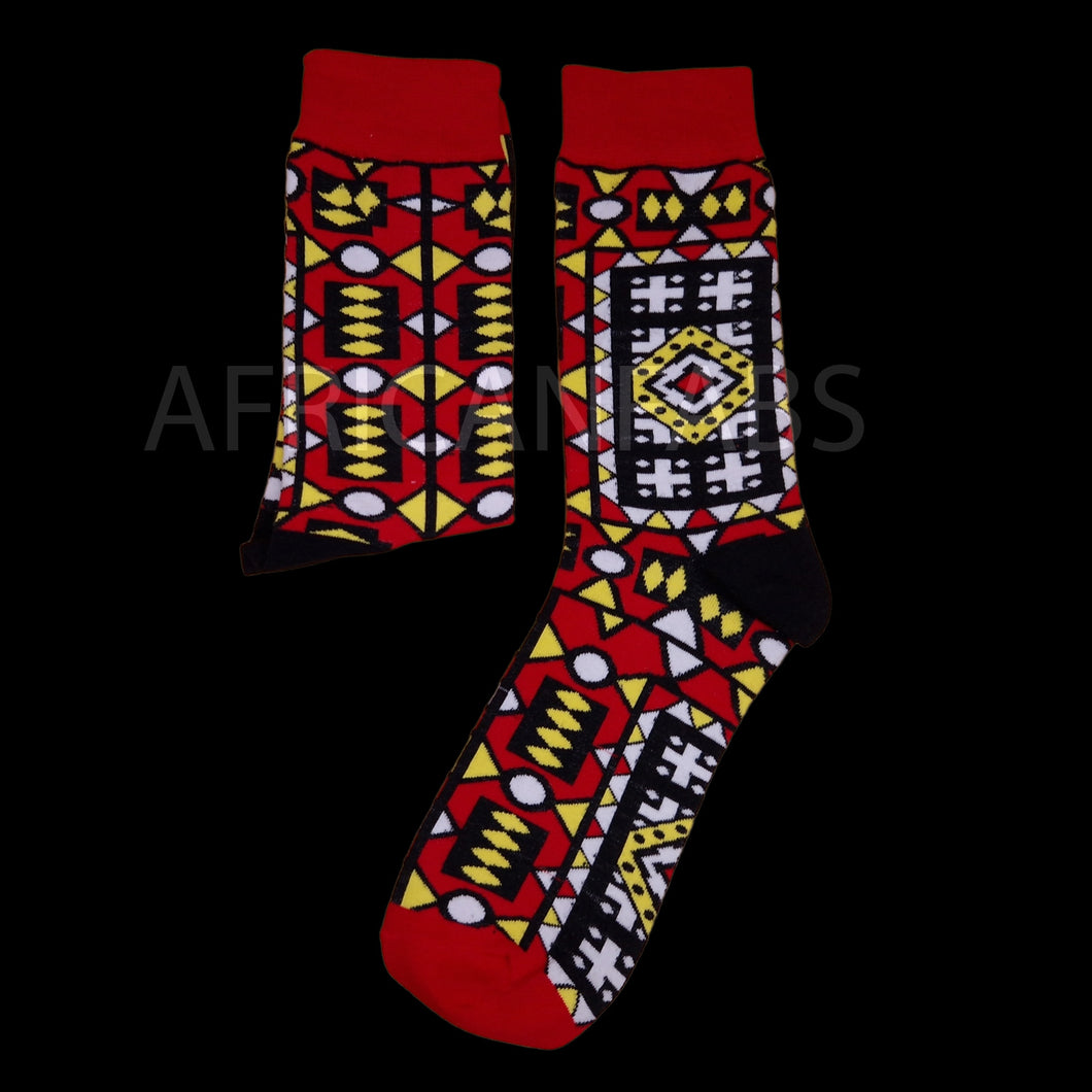 10 pairs - African socks / Afro socks / Samakaka socks - Red
