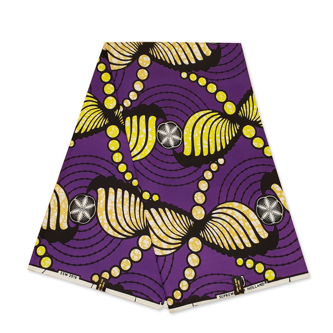 6 Yards - Super wax - African Super Wax print fabric - Purple yellow motion